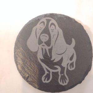 basset hound slate coaster set