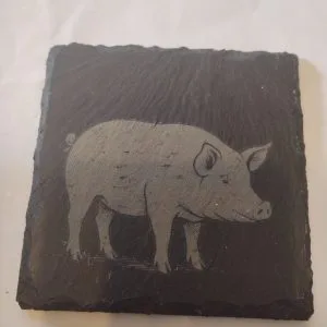 pig slate coaster